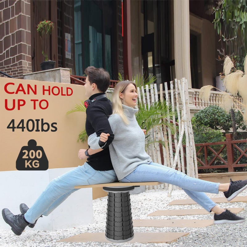 ALEVMOOM Telescoping Stool with Cushion, Portable Telescoping More Sturdy Capacity 440Ib,Collapsible Retractable Adjustable Folding Stool for Garden Hiking Fishing BBQ - Image 5